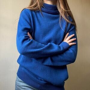 Vintage Cashmere Charter Club Luxury Blue Turtleneck Sweater Small 90s Y2K